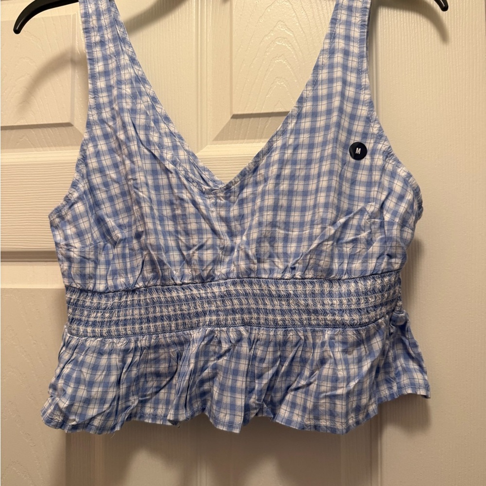 Hollister Light Blue Plaid Tank Top